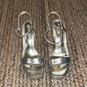 Stradivarius Shiny Silver Sandals